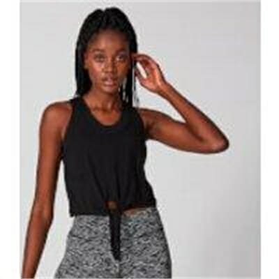 Fitness Mania - Essentials Training Tie Front Crop Vest - Black - S