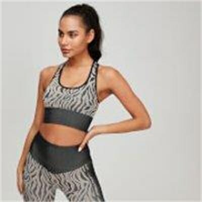 Fitness Mania - Animal Print Seamless Sports Bra - Black/Praline - XL