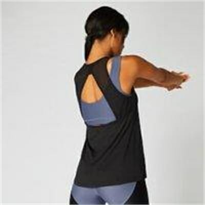Fitness Mania - MP Mesh Detail Open Back Vest - Black - XS