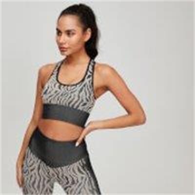 Fitness Mania - MP Animal Zebra Seamless Women's Sports Bra - Black/Praline - L