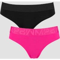 Fitness Mania - Women's Cotton Hipster - 2 Pack - Super Pink/Black - L