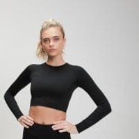 Fitness Mania - MP Women's Shape Seamless Ultra Long Sleeve Crop Top- Black - XXS