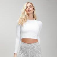 Fitness Mania - MP Women's Shape Seamless Ultra Long Sleeve Crop Top - White - XXS