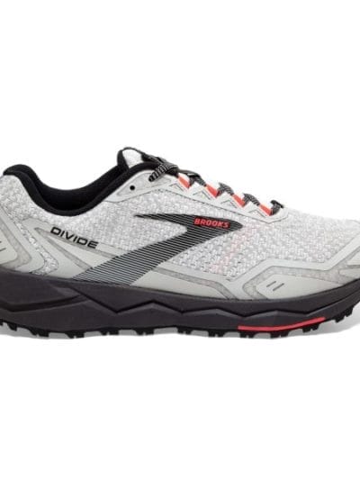 Fitness Mania - Brooks Divide - Womens Trail Running Shoes - White/Grey/Fiery Coral