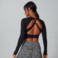 Fitness Mania - MP Women's Power Open Back Crop Top - Black - L