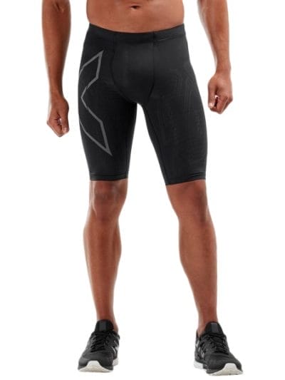 Fitness Mania - 2XU MCS Run Mens Compression Shorts With Back Storage - Black/Black Reflective