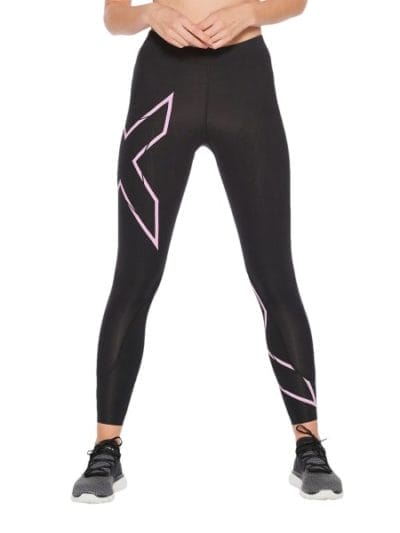 Fitness Mania - 2XU MCS Run Womens Compression Tights - Black/Ultra Reflective/Pink