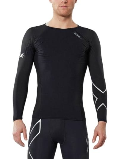 Fitness Mania - 2XU Mens Thermal Compression Long Sleeve Top - Black/Silver