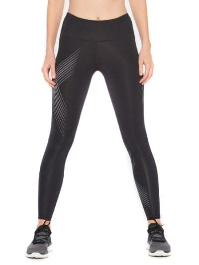 Fitness Mania - 2XU Mid-Rise Womens Full Length Compression Tights - Black/Zephyr Chrome X