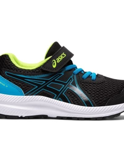 Fitness Mania - Asics Contend 7 PS - Kids Running Shoes - Black/Digital Aqua