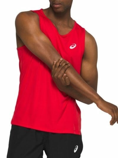 Fitness Mania - Asics Silver Mens Running Tank Top - Classic Red
