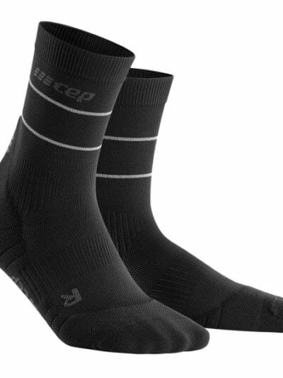 Fitness Mania - CEP Reflective Mid Cut Running Socks - Black