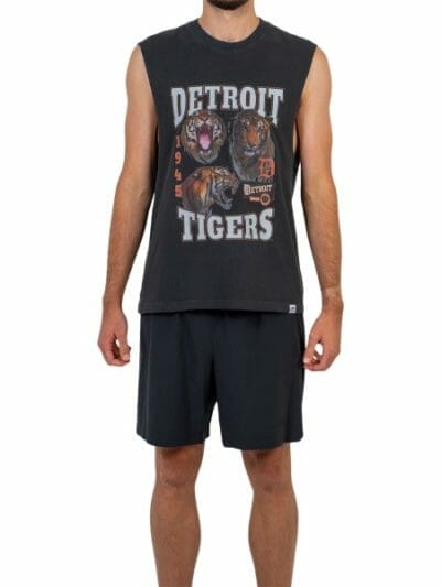 Fitness Mania - Majestic Athletic Detroit Tigers Vintage Rock Mens Baseball Muscle Tank - Raven