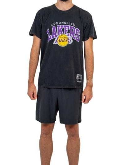 Fitness Mania - Mitchell & Ness Los Angeles Lakers Vintage Arch Mens Basketball T-Shirt - Vintage Black