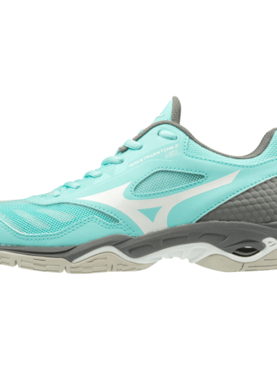 Fitness Mania - Mizuno Wave Phantom 2 - Womens Netball Shoes - Aruba Blue/White/Steel Grey