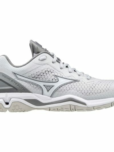 Fitness Mania - Mizuno Wave Stealth 5 - Womens Netball Shoes - Harbor Mist/White