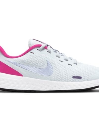 Fitness Mania - Nike Revolution 5 GS - Kids Running Shoes - Football Grey/Purple Pulse/Fireberry