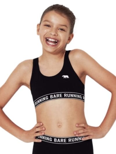 Fitness Mania - Running Bare Kids Girls Workout Crop Top - Black