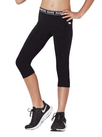 Fitness Mania - Running Bare Logo Kids Girls 3/4 Training Tights - Black