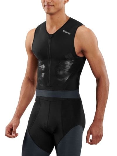 Fitness Mania - Skins DNAmic Triathlon Mens Compression Sleeveless Top Front Zip - Black/Carbon
