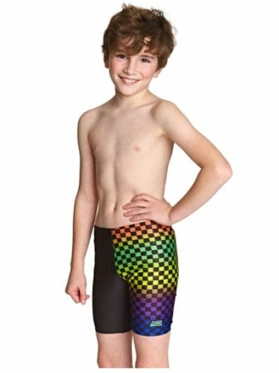 Fitness Mania - Zoggs Race Day Kids Boys Swimming Mid Jammer - Black/Multi