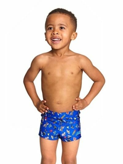 Fitness Mania - Zoggs Surfs Up Toddler Boys Hip Racer Swimming Trunk - Blue Multi