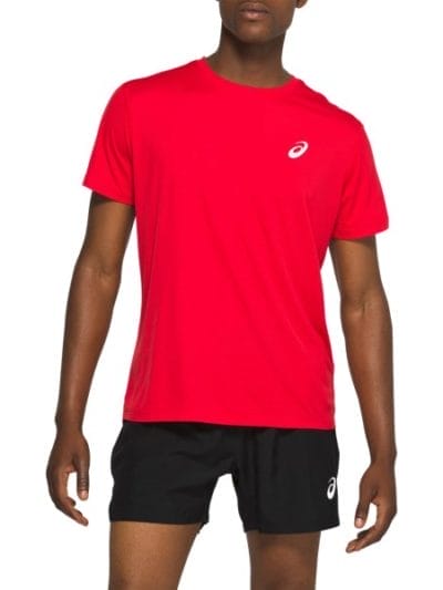 Fitness Mania - Asics Silver Mens Short Sleeve Running T-Shirt - Classic Red