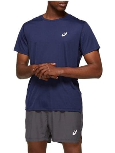 Fitness Mania - Asics Silver Mens Short Sleeve Running T-Shirt - Peacoat