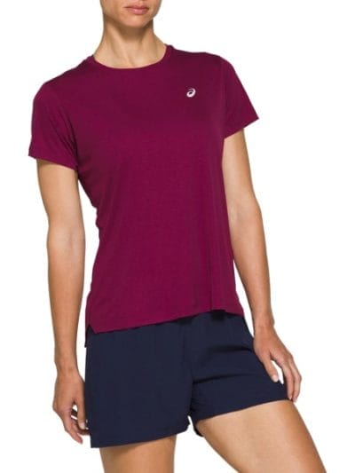 Fitness Mania - Asics Silver Womens Short Sleeve Running T-Shirt - Dried Berry