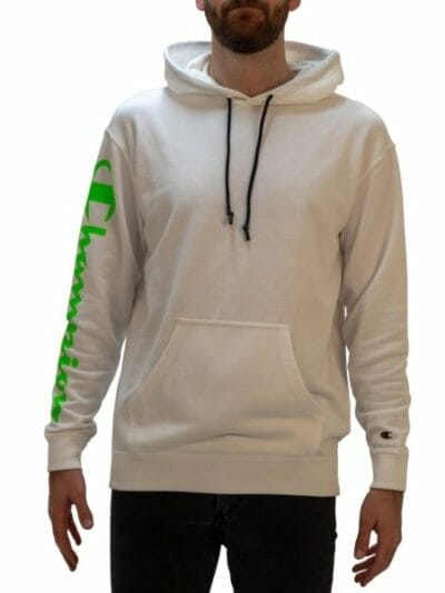 Fitness Mania - Champion EU Legacy Mens Hoodie - White/Fluro Green