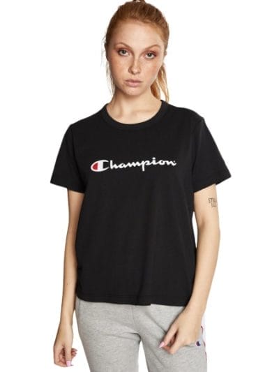 Fitness Mania - Champion Script Womens Crop T-Shirt - Black