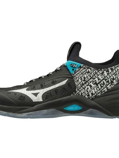 Fitness Mania - Mizuno Wave Momentum - Mens Indoor Court Shoes - Black/White/Blue Atoll