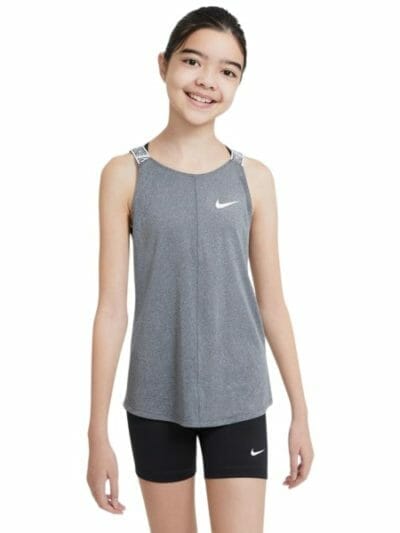 Fitness Mania - Nike Dri-Fit Kids Girls Training Tank Top - Black Heather/White