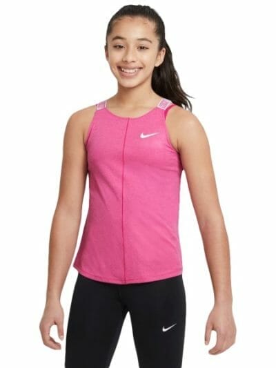Fitness Mania - Nike Dri-Fit Kids Girls Training Tank Top - Fireberry/White