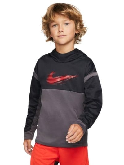 Fitness Mania - Nike Therma Graphic Pullover Kids Boys Hoodie - Black/Grey/University Red