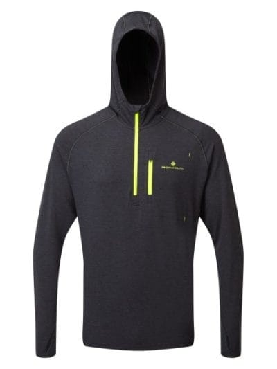 Fitness Mania - Ronhill Life Workout Mens Training Hoodie - Charcoal Marl/Yellow