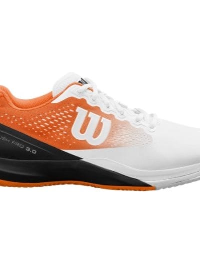 Fitness Mania - Wilson Rush Pro 3.0 CC Paris Edition Mens Tennis Shoes - White/Shocking Orange/Black