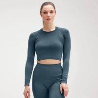 Fitness Mania - MP Women's Shape Seamless Ultra Long Sleeve Crop Top - Deep Sea Blue - XXS