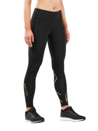 Fitness Mania - 2XU MCS Force Cross Train Mid Rise Womens Compression Tights - Black/Gold