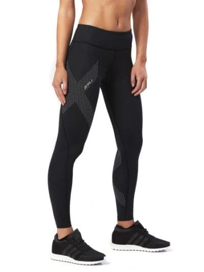 Fitness Mania - 2XU Motion Mid-Rise Womens Full Length Compression Tights - Dotted Reflective Logo