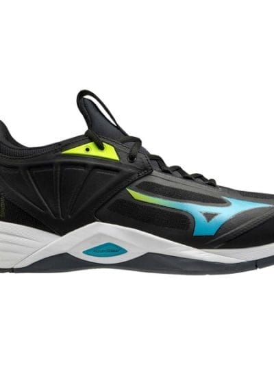 Fitness Mania - Mizuno Wave Momentum 2 - Mens Indoor Court Shoes - Black/Blue Atoll