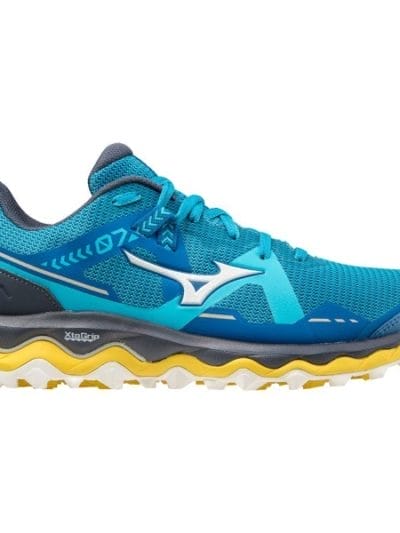 Fitness Mania - Mizuno Wave Mujin 7 - Mens Trail Running Shoes - Mykonos Blue/Snow White/Yellow