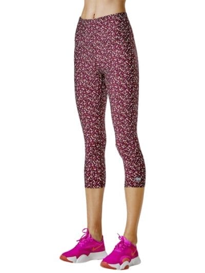 Fitness Mania - Running Bare Fight Club Ab-Waisted Womens 3/4 Training Tights - Mad Claret