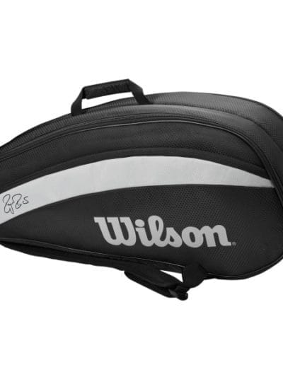 Fitness Mania - Wilson Federer Team 6 Pack Tennis Racquet Bag 2020 - Black/White