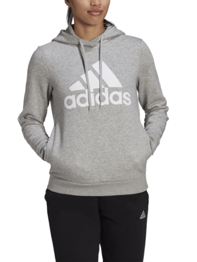 Fitness Mania - Adidas Essentials Relaxed Logo Womens Hoodie - Medium Grey Heather/White