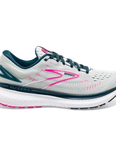 Fitness Mania - Brooks Glycerin 19 - Womens Running Shoes - Ice Flow/Navy/Pink