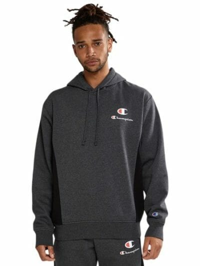 Fitness Mania - Champion Panel Mens Hoodie - Granite Heather/Black