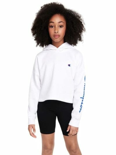 Fitness Mania - Champion Sporty Crop Kids Hoodie - White
