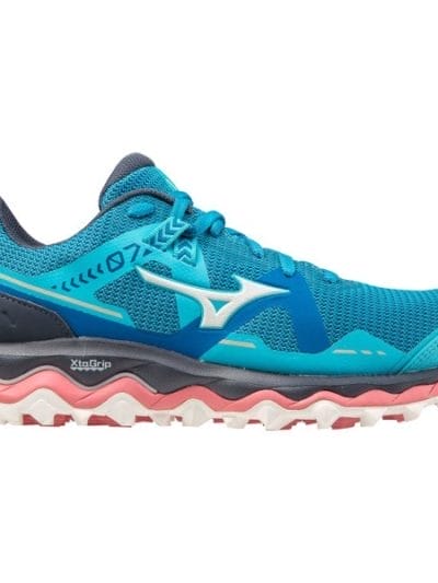 Fitness Mania - Mizuno Wave Mujin 7 - Womens Trail Running Shoes - Scuba Blue/Snow White/Pink
