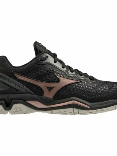 Fitness Mania - Mizuno Wave Stealth 5 - Womens Netball Shoes + FREE Mizuno Sports Pack - Black/Rose Gold